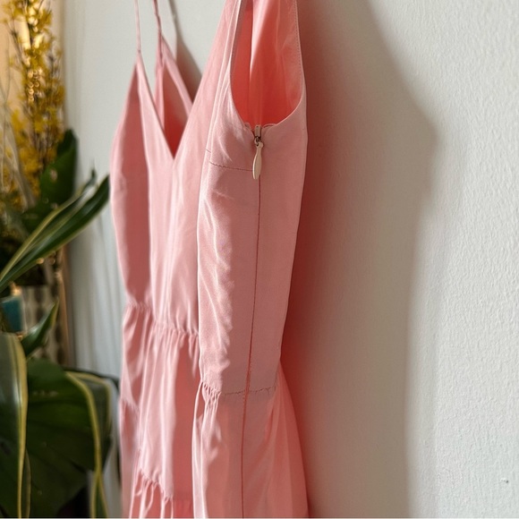 Maje Romeo TrapezeTiered Taffeta Sleeveless Midi Dress In Rose Pale Size EU 38/M - Picture 9 of 15